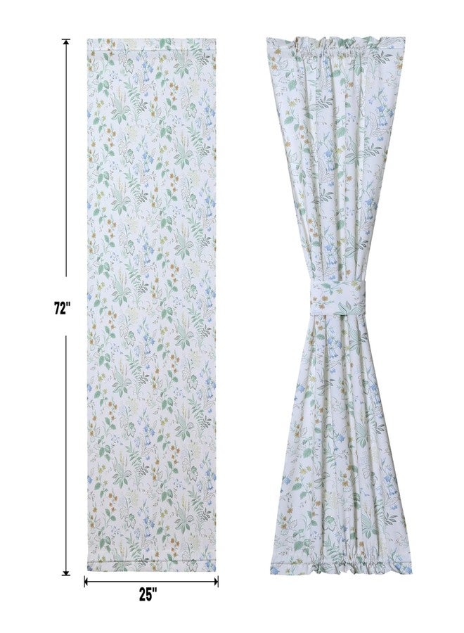 Moslovstar Linen French Door Curtains Set of 2, Elegant Country Style Wind Chime Flower Front Door Curtain Dual Rod Pocket Tiebacks Included, 25" W x 72" L - Image 2